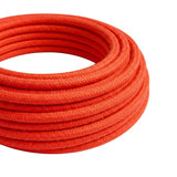 Câble textile rond effet soie fluo Orange