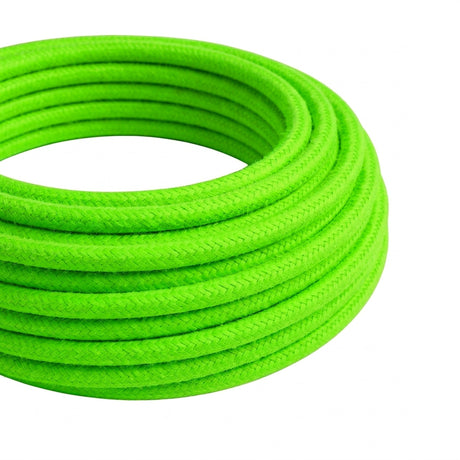 Câble textile rond effet soie fluo Vert