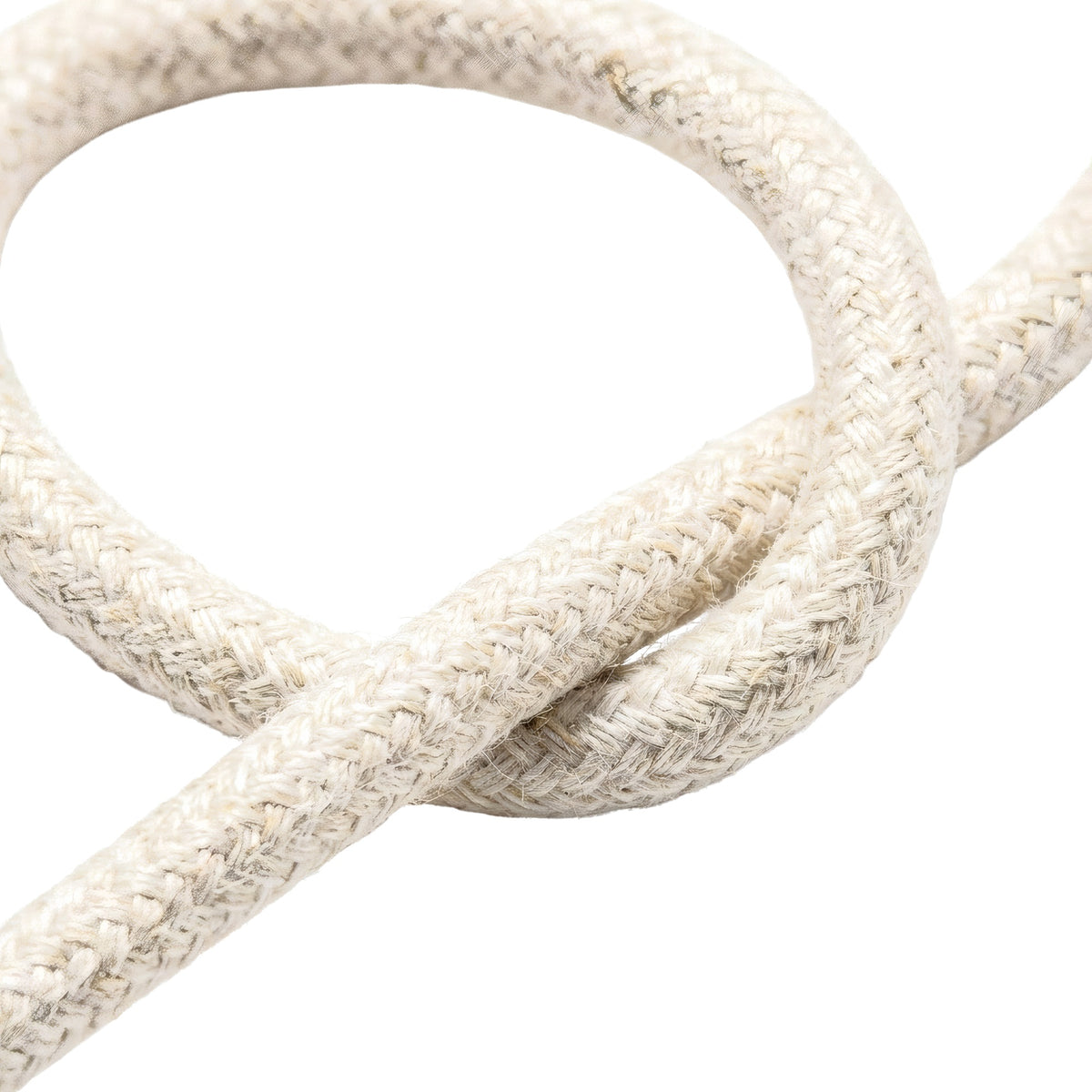 Câble textile rond en lin naturel Blanc