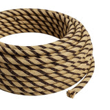 Câble textile rond rayé en coton et jute Tabac