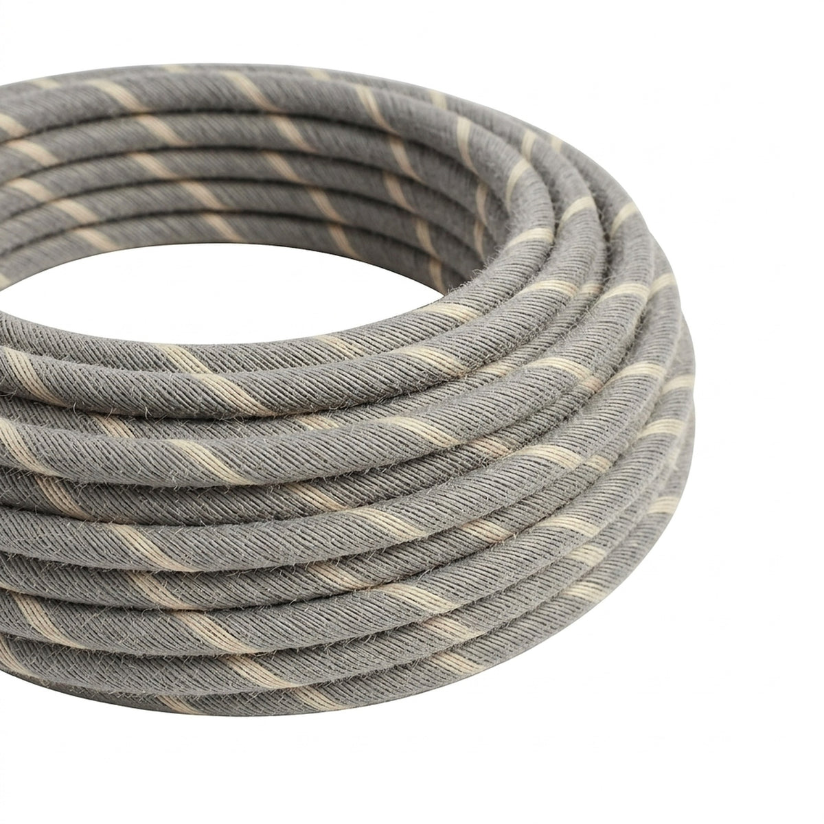 Câble textile rond rayé en coton et lin Zabaione