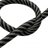 Câble textile rond rayé effet soie Graphite et noir charbon