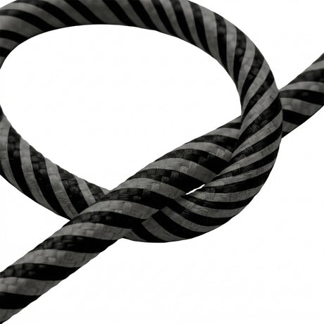 Câble textile rond rayé effet soie Graphite et noir charbon