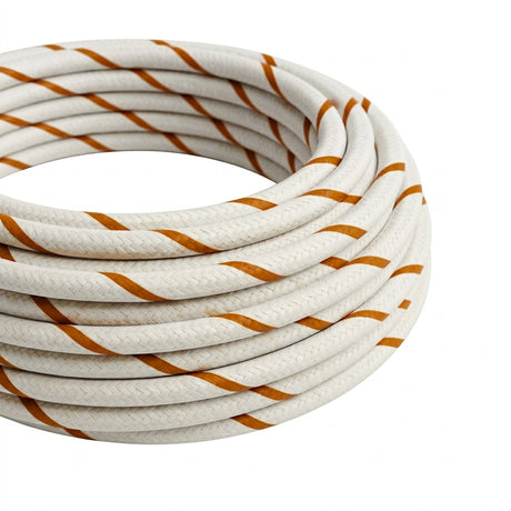 Câble textile rond rayé effet soie Mousse de bière