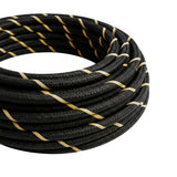 Câble textile rond rayé effet soie Noir et or