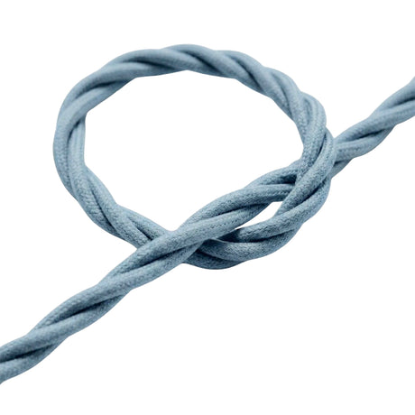 Câble textile torsadé en coton Bleu océan