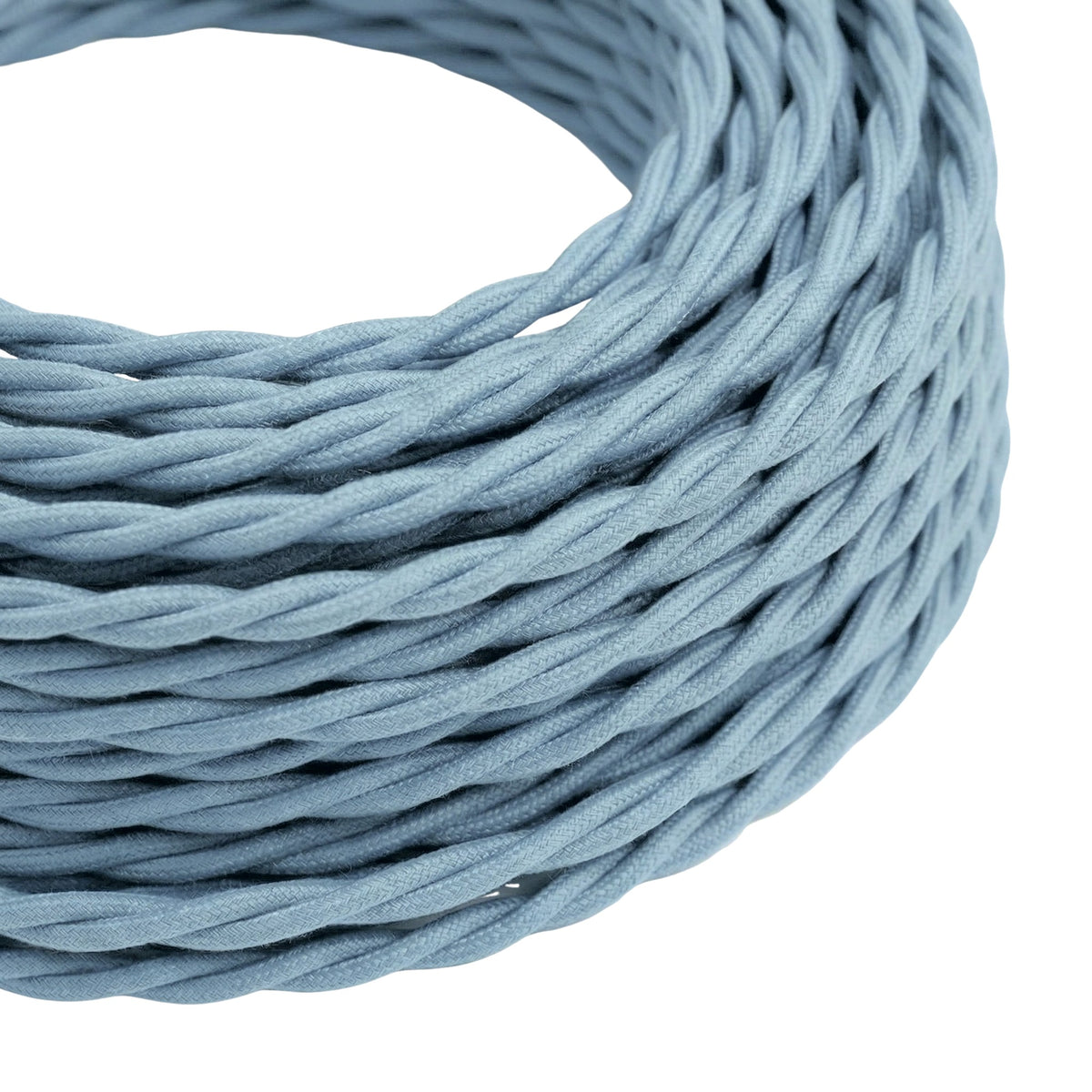 Câble textile torsadé en coton Bleu océan