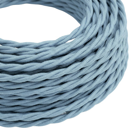 Câble textile torsadé en coton Bleu océan