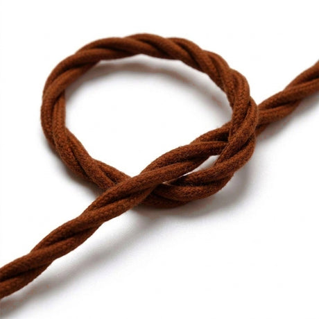 Câble textile torsadé en coton Marron cannelle