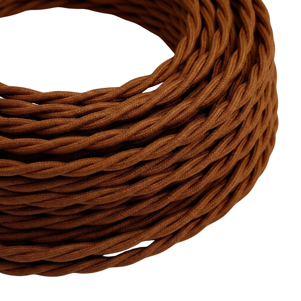 Câble textile torsadé en coton Marron cannelle