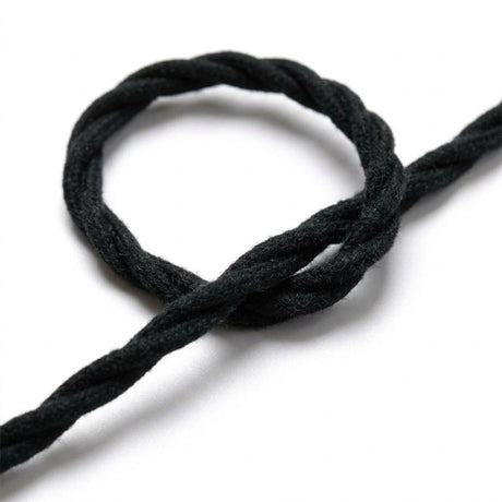 Câble textile torsadé en coton Noir charbon