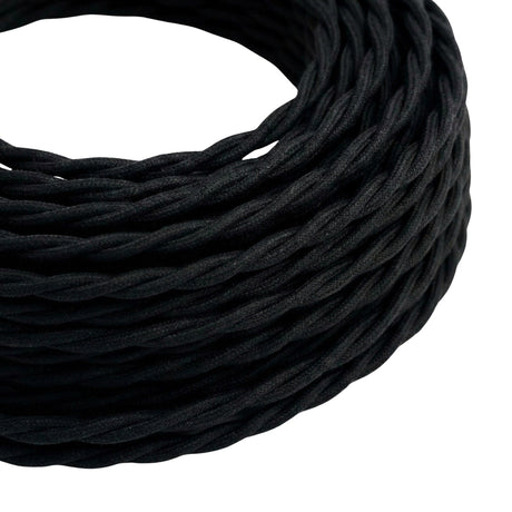 Câble textile torsadé en coton Noir charbon
