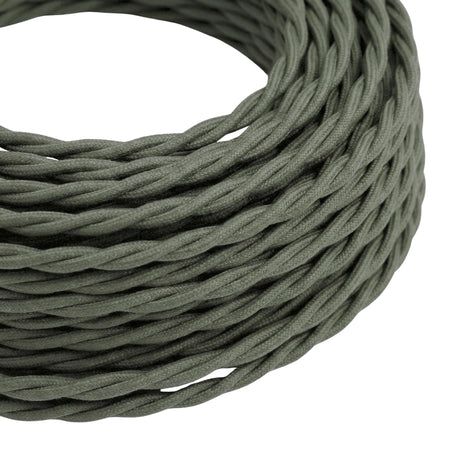 Câble textile torsadé en coton Vert sauge