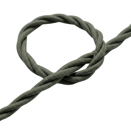 Câble textile torsadé en coton Vert sauge