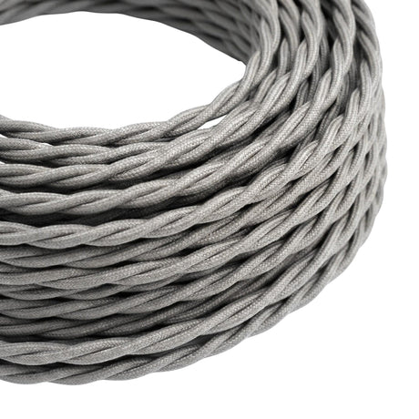 Câble textile torsadé effet soie Argenté