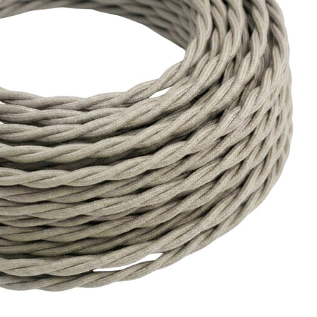 Câble textile torsadé effet soie Blanc perle
