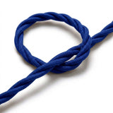 Câble textile torsadé effet soie Bleu classique