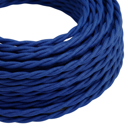 Câble textile torsadé effet soie Bleu classique