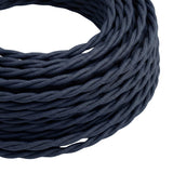 Câble textile torsadé effet soie Bleu profond