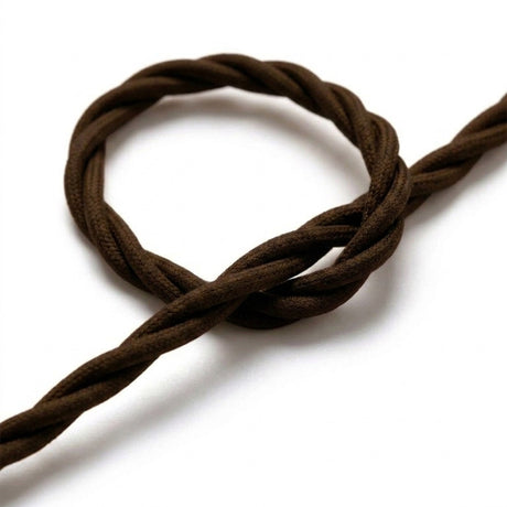 Câble textile torsadé effet soie Marron espresso