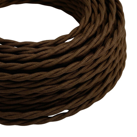 Câble textile torsadé effet soie Marron espresso