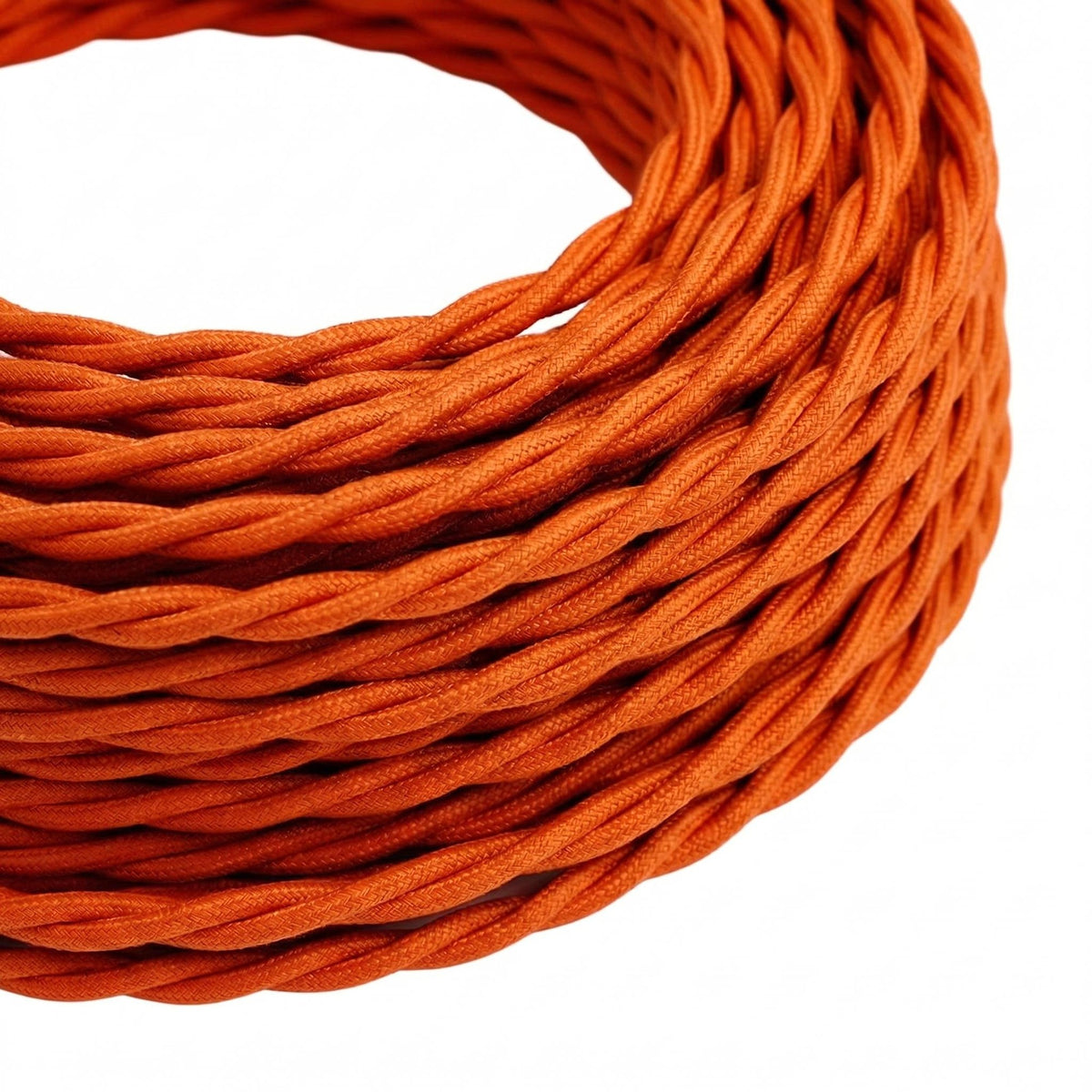 Câble textile torsadé effet soie Orange flamme