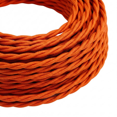 Câble textile torsadé effet soie Orange flamme