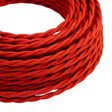 Câble textile torsadé effet soie Rouge feu