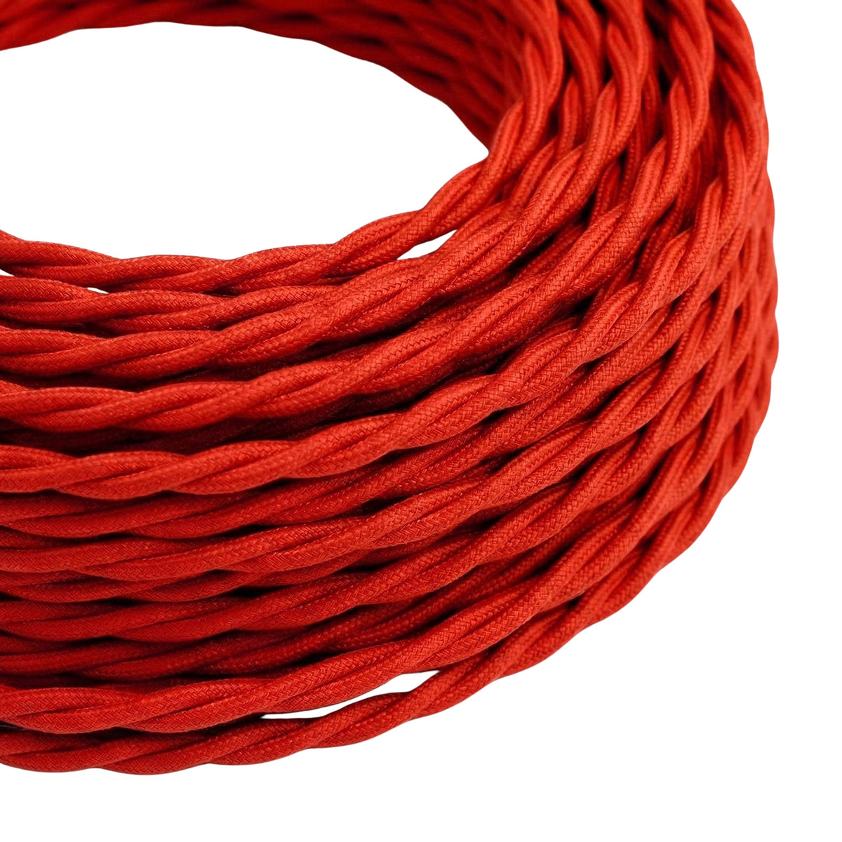 Câble textile torsadé effet soie Rouge feu