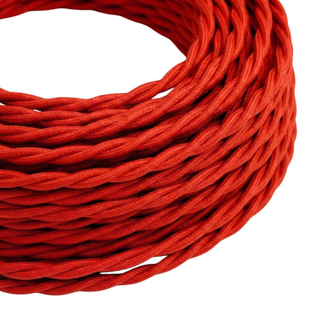 Câble textile torsadé effet soie Rouge feu