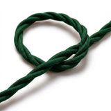 Câble textile torsadé effet soie Vert forêt
