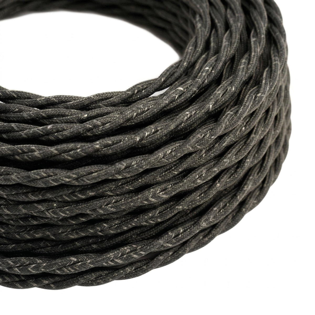 Câble textile torsadé en lin naturel Gris anthracite