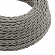 Câble électrique textile torsadé, lin naturel gris — vue 1