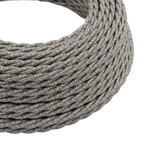 Câble électrique textile torsadé, lin naturel gris — vue 1