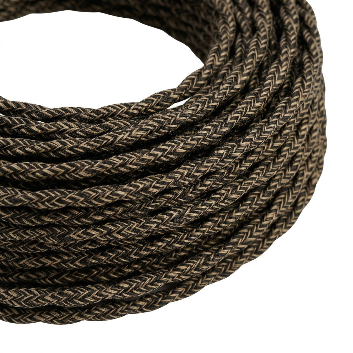 Câble textile torsadé en lin naturel Marron