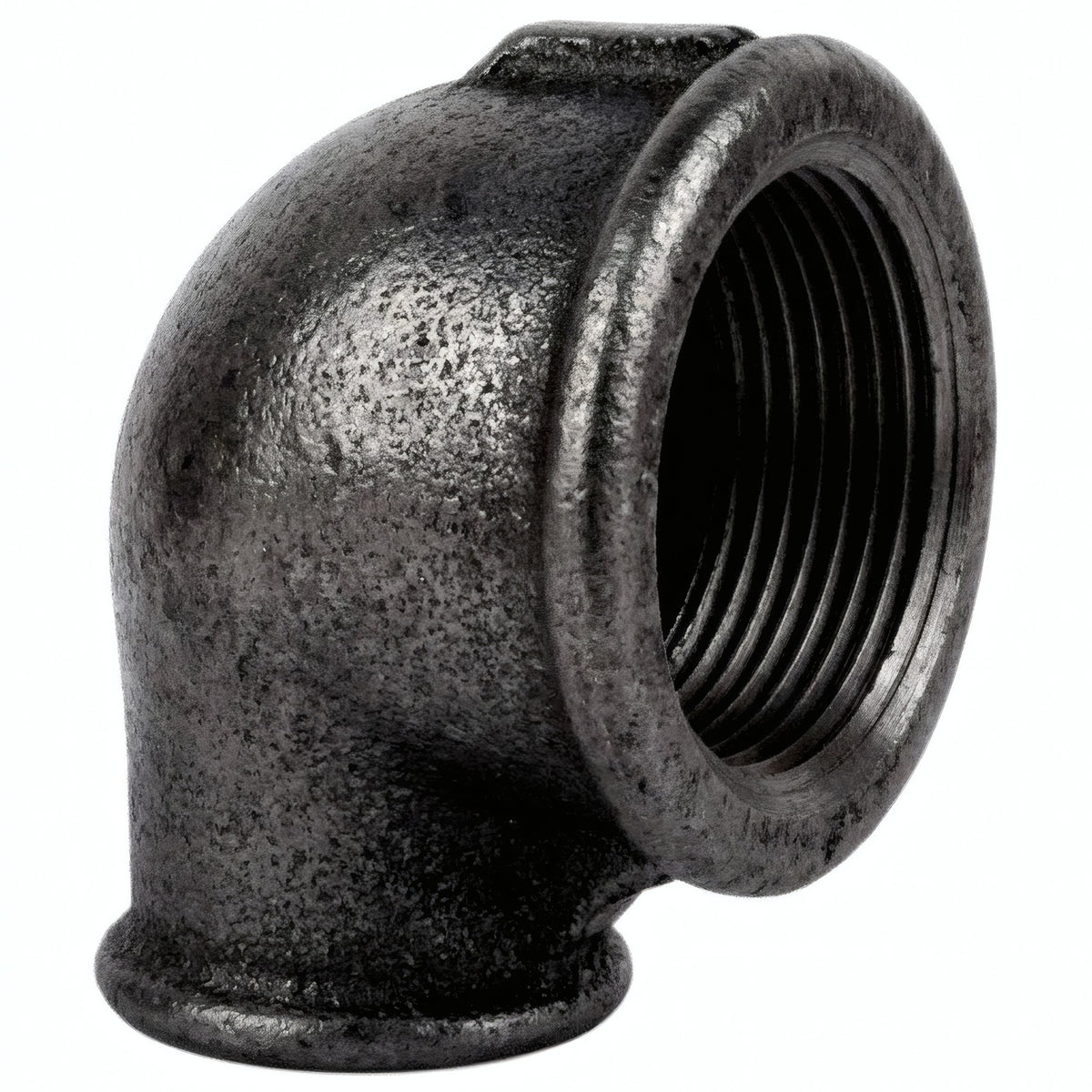 Coude petit rayon 90° réduit F/F fonte noire - photo produit fond blanc 2