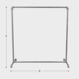 Schéma des dimensions du portant industriel galvanisé : hauteur A, largeur B, profondeur C
