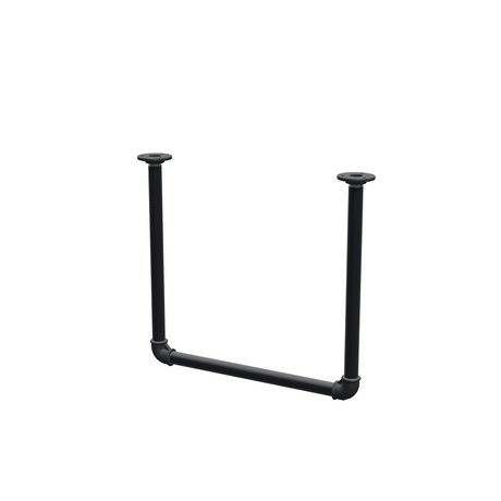 Portant à vêtements suspendu au plafond en tubes d'acier peints noir mat Ø 27 mm — largeur 46 cm, hauteur sous plafond 42 cm, vue de trois quarts sur fond blanc