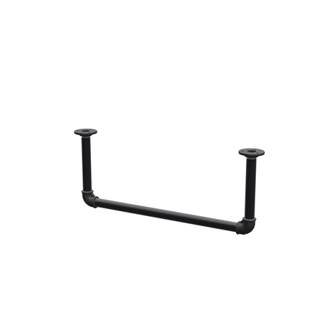 Portant à vêtements suspendu au plafond en tubes d'acier peints noir mat Ø 27 mm — largeur 56 cm, hauteur sous plafond 22 cm, vue de trois quarts sur fond blanc