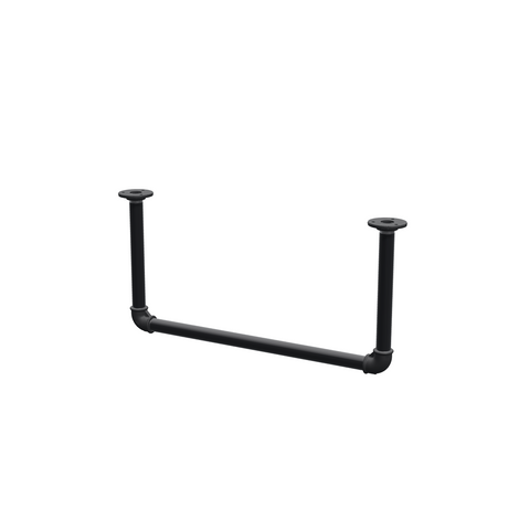 Portant à vêtements suspendu au plafond en tubes d'acier peints noir mat Ø 27 mm — largeur 56 cm, hauteur sous plafond 27 cm, vue de trois quarts sur fond blanc
