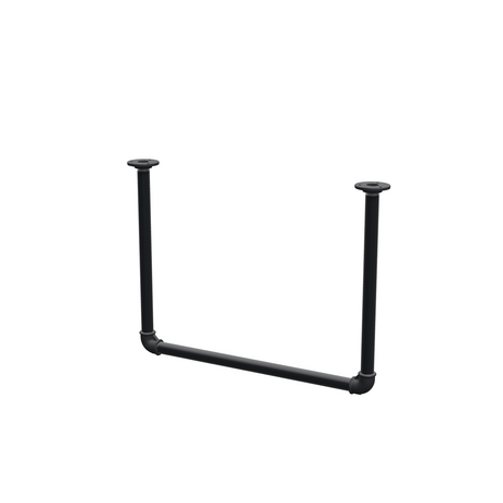 Portant à vêtements suspendu au plafond en tubes d'acier peints noir mat Ø 27 mm — largeur 56 cm, hauteur sous plafond 42 cm, vue de trois quarts sur fond blanc
