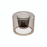 Ampoule LED donut E27 en verre fumé Ø 120 mm éteinte, culot encastré visible, fond blanc
