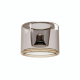 Ampoule LED donut E27 en verre fumé Ø 120 mm, vue de trois quarts, fond blanc