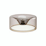 Ampoule LED donut E27 en verre fumé Ø 195 mm éteinte, culot encastré visible, fond blanc