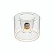 Ampoule LED donut E27 en verre transparent Ø 120 mm allumée, anneau lumineux ambré, fond blanc