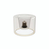 Ampoule LED donut E27 en verre transparent Ø 120 mm éteinte, culot encastré visible, fond blanc