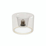 Ampoule LED donut E27 en verre transparent Ø 120 mm, vue de trois quarts, fond blanc