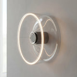Ampoule LED donut E27 en verre transparent Ø 195 mm en applique murale, halo lumineux chaud