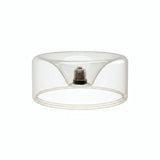 Ampoule LED donut E27 en verre transparent Ø 195 mm éteinte, culot encastré visible, fond blanc