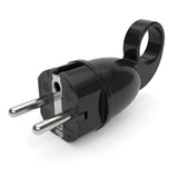 Fiche mâle Schuko avec anneau extracteur — Noir